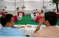 ADC (D), C. Sibin (left) and BMC commissioner, Ravi Bhagat at at the auction in Bathinda