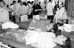 Injured students of Maharishi Markandeshwar University, Mullana, undergo treatment at General Hospital, Sector 6, Panchkula, on Wednesday