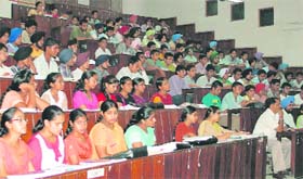 PAU students during a lecture organised on the campus in Ludhiana