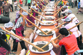 Participants cook special dishes for Ramzan during a competition in Hyderabad on Wednesday.