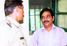 Accused teacher Ashwani Dogra in police custody at Dharamsala on Thursday
