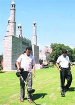 Security personnel sanitise the Eidgah premises on the eve of Eid-ul-Fitr in Jammu