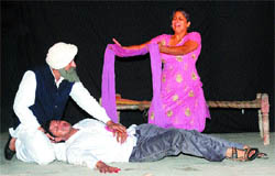 A scene of play Chandari Ne Pat Suteya, staged at Naat Place in Amritsar.