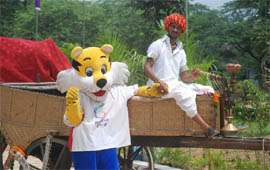 New Delhi CWG-2010 mascot Shera at the inauguration of a camp site for Commonwealth Games at Surajkund in Faridabad district on Friday. 