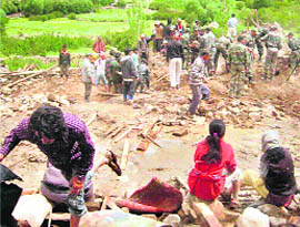 The cloudburst over Leh caused widespread damage