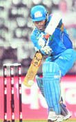 Sachin Tendulkar bats against Highveld Lions at The New Wanderers Stadium in Johannesburg 
