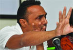 Actor and Oxfam ambassador Rahul Bose interacts with the media in New Delhi 