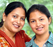Priyanka with her mother.