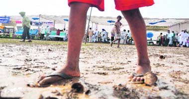 Muddy ground on the inaugural day of the PAU Kisan Mela in Ludhiana