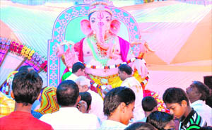 Devotees at a Ganesh Mahotsava programme in Haridwar on Wednesday. 