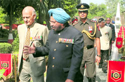 The Governor of Arunachal Pradesh, Gen JJ Singh (retd), after laying a wreath at the Veer Smriti War Memorial at Chandimandir Military Station on Wednesday.