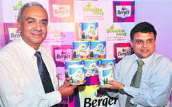 Subir Bose (L) Managing Director and Abhijit Roy, senior VP, Berger Paints, at the launch of green brand Breathe Easy, in New Delhi on Thursday.
