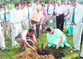 A tree plantation drive goes on at Dolphin Institute in Dehradun