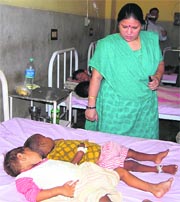 Health Minister Geeta Bhukkal at the Civil Hospital in Karnal on Thursday.