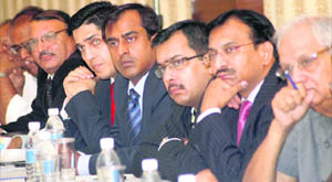 An emergency meeting of the Hotel and Restaurant Association of Haryana in progress at Gurgaon.