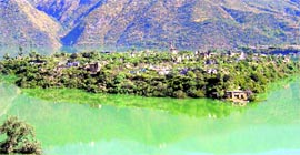 Old Tehri town before it was submerged in the dam lake.
