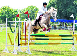 A horse rider in action during the fourth day of the horse riding contest at Fatehgarh Sahib