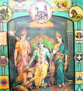 The Rama Darbar. Oleograph; early 20th century.