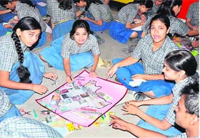 Students participate in a competition in Haridwar