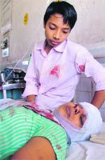 One of the victim at the Civil Hospital in Ludhiana on Sunday