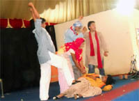 The drama festival gave the message that people should shun superstitious beliefs. 