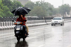 Commuters were caught unawares as rains lashed Bathinda on Monday. 