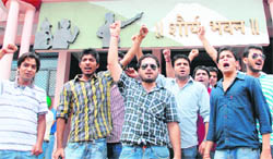 DAV students protest against the management