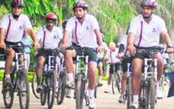 Cadets of the Indian Military Academy on a cycling expedition in Mohali 