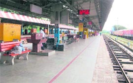 The Dehradun railway station wears a deserted look following stoppage of services between Dehradun and Haridwar on Monday.