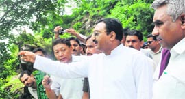 Uttarakhand Chief Minister Ramesh Pokhriyal Nishank inspects the damage in Haridwar on Monday.