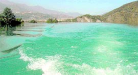 A view of the Tehri Dam reservoir.