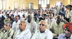 SJP supporters gathered at a mahapanchayat in Rewari. 