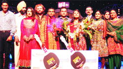 The winners of the Voice of Punjab contest along with the judges after the grand finale at Khalsa College in Amritsar. 