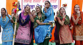 Students presenting a cultural item during a talent hunt held at the Government Rajindra College in Bathinda on Tuesday