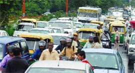 The collapse led to heavy traffic jam near the stadium.