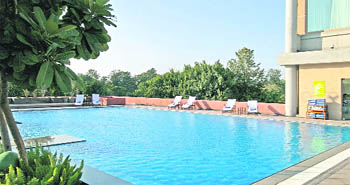 A poolside view of Taj Chandigarh