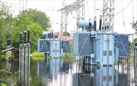 A submerged power house at Bhoopatwala in Haridwar.