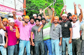 Youths from Punjab and Delhi protest in Haridwar on Wednesday