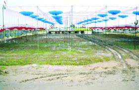 The venue for political rallies at Chappar Mela covered with slush in Ludhiana