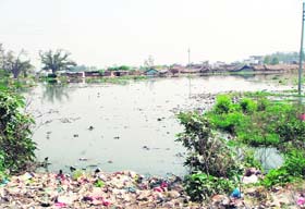 Land allotted to an advanced training institute at Doraha, which is being used as a garbage and sewage dump