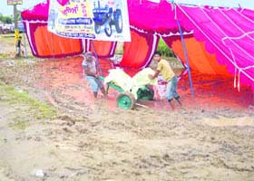 The venue of the Chhapar Mela deep in slush