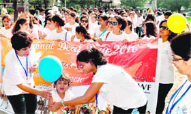 Members of the Deaf Way Foundation during the deaf awareness march in Sector 17, Chandigarh, on Friday.
