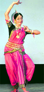 Odissi dancer Geeta Mahalik performs during a function organised by SPIC MACAY at BCM school