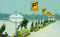 The parking lot for the park and ride facility near Safdarjung Airport in New Delhi.