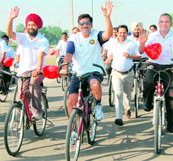 Participants at the Cyclothon event