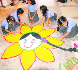 Students of Dikshant Global School, Panchkula, at the painting competition