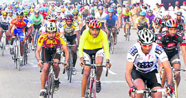 Participants during the cyclothon in Chandigarh on Sunday