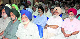 Senior citizens attend a seminar on health in Chandigarh on Sunday