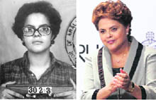  A file police mugshot from 1970 of Brazils presidential candidate for the ruling party PT (Workers Party), Dilma Rousseff; and (right) Rousseff attends a television debate at Brasilias Catholic University recently. 