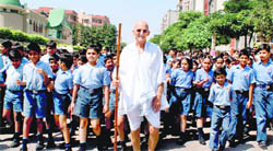 Students of The Gurukul, Sector 20, during a peace march in Panchkula